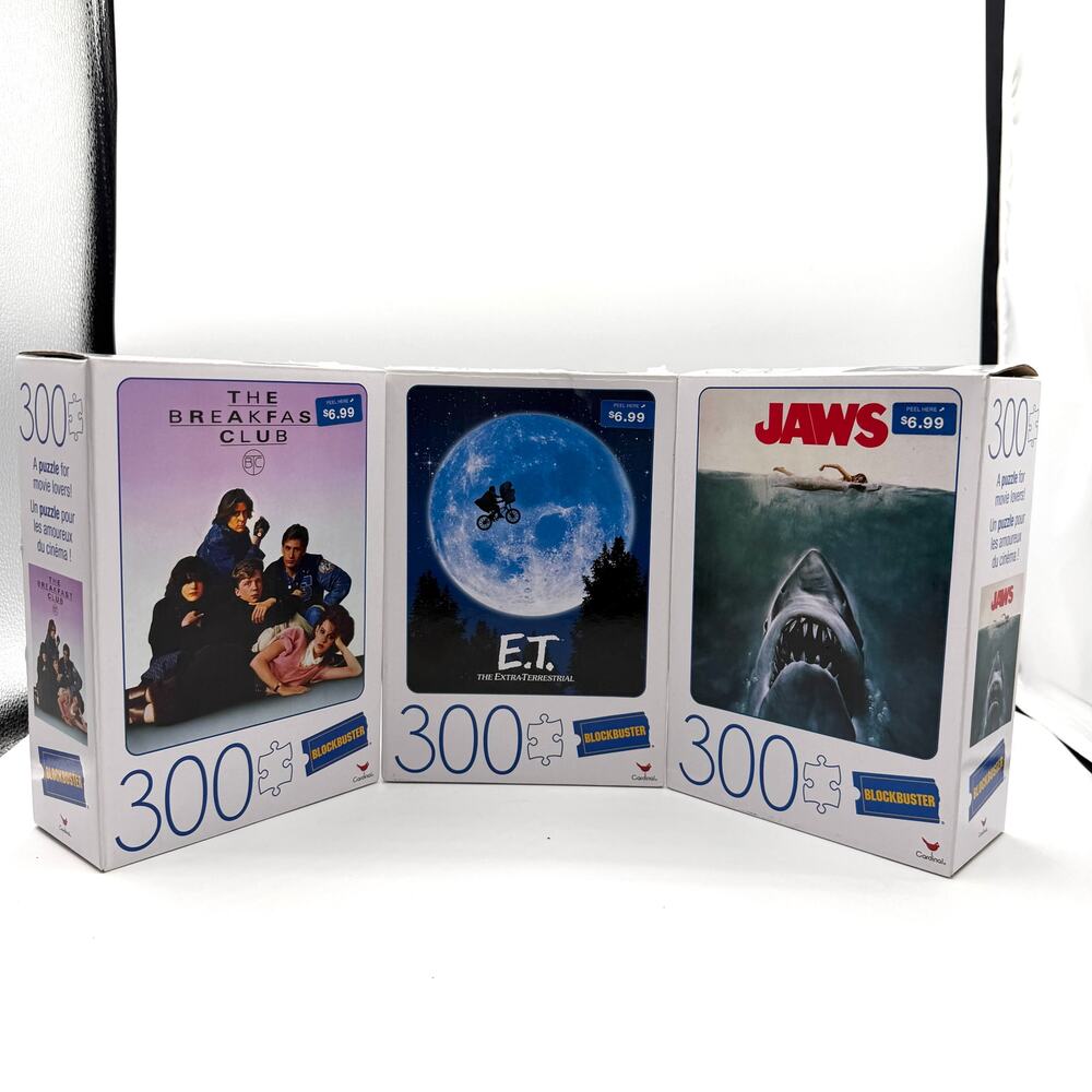 NEW Blockbuster Movie Puzzle Lot Jaws ET‎ Breakfast Club 300 Pc Set of 3